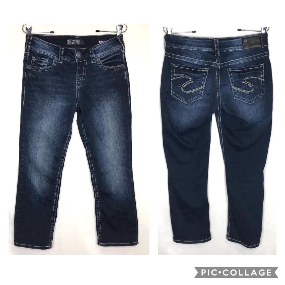 Silver Jeans Suki Mid Capri 27 Dark Wash Stretch